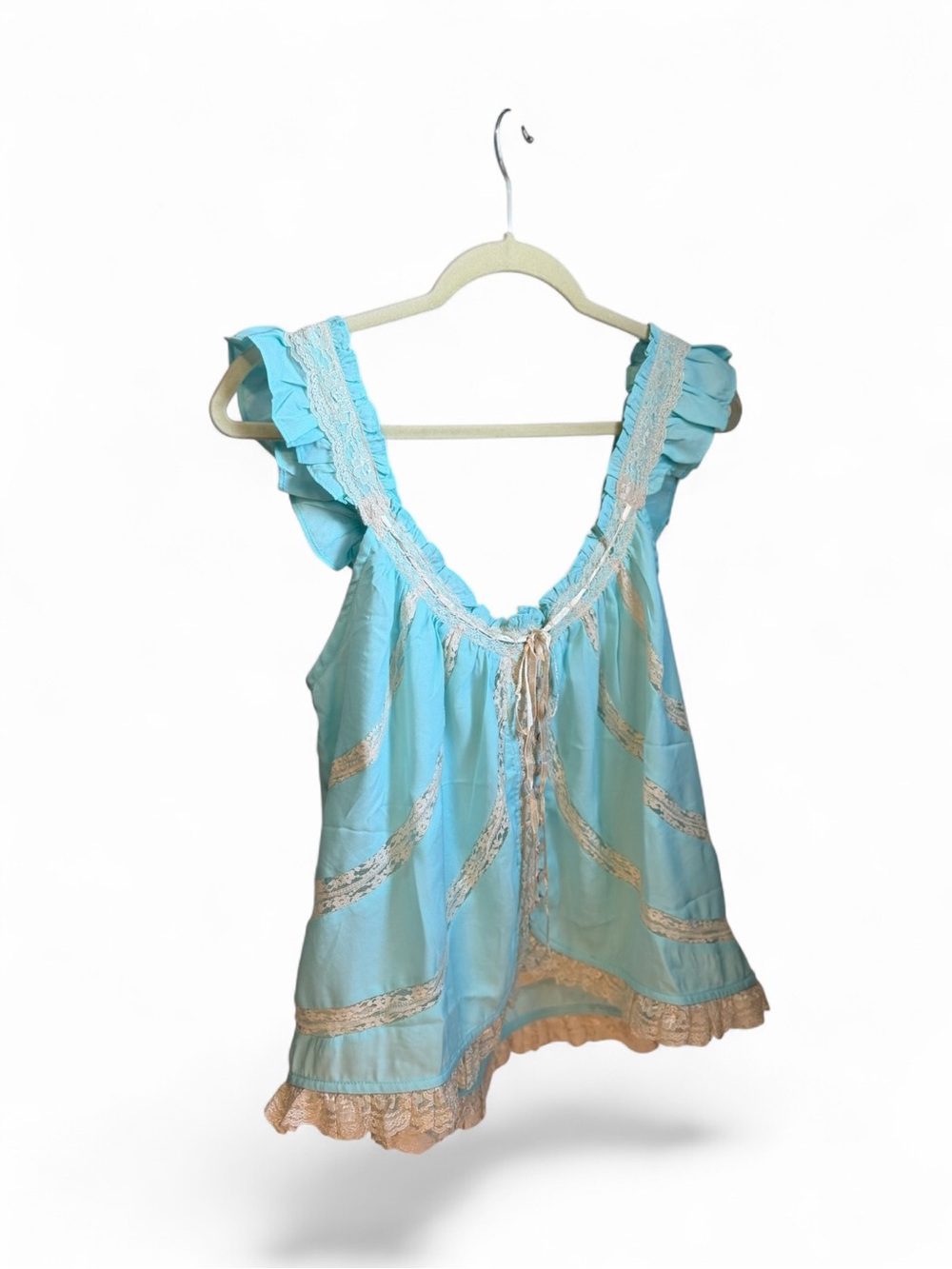 Free People Sky Blue Lace-Trim Ruffle